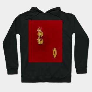 Red wooden door with golden vintage knocker Hoodie